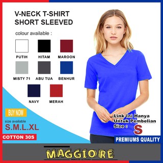 Grosir  Kaos  Polos  Wanita  V  neck  Lengan Pendek Cotton 30s 