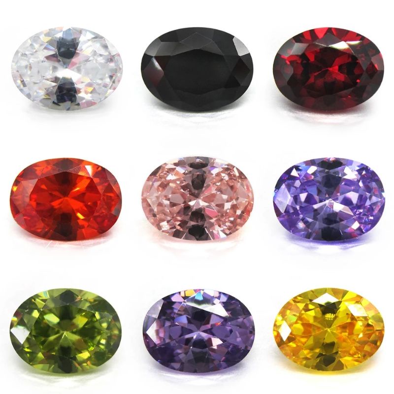 10 - 12 MM A3 Quality Permata Oval Cubic Zirconia Warna Warni