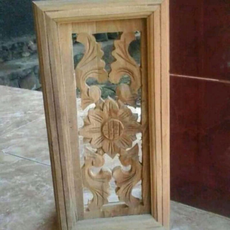 ventilasi udara ukir kayu jati 13*30