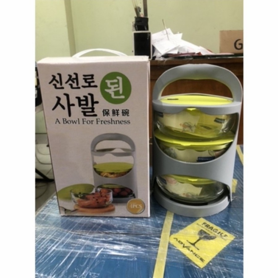 3 stacked bowl korea anti tumpah