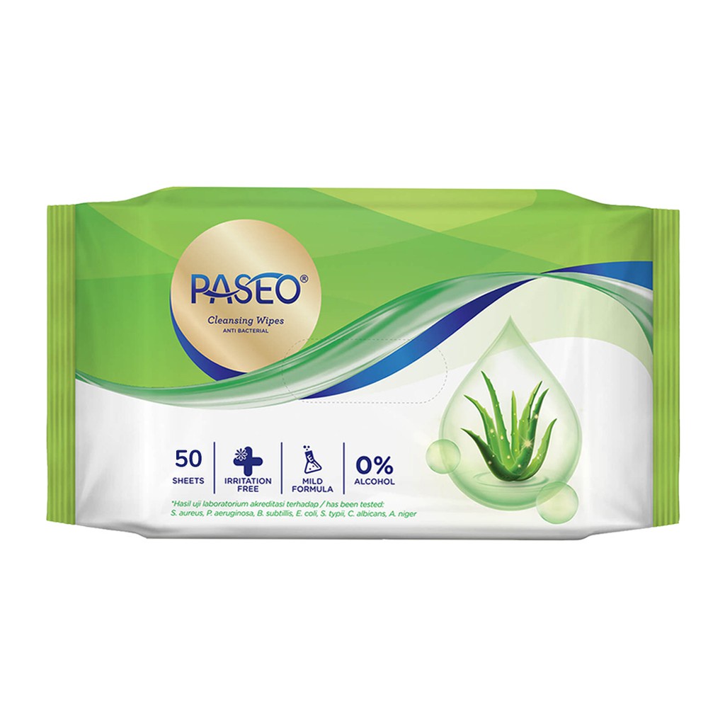 PASEO BABY WIPES ANTI BACTERIAL 50'S