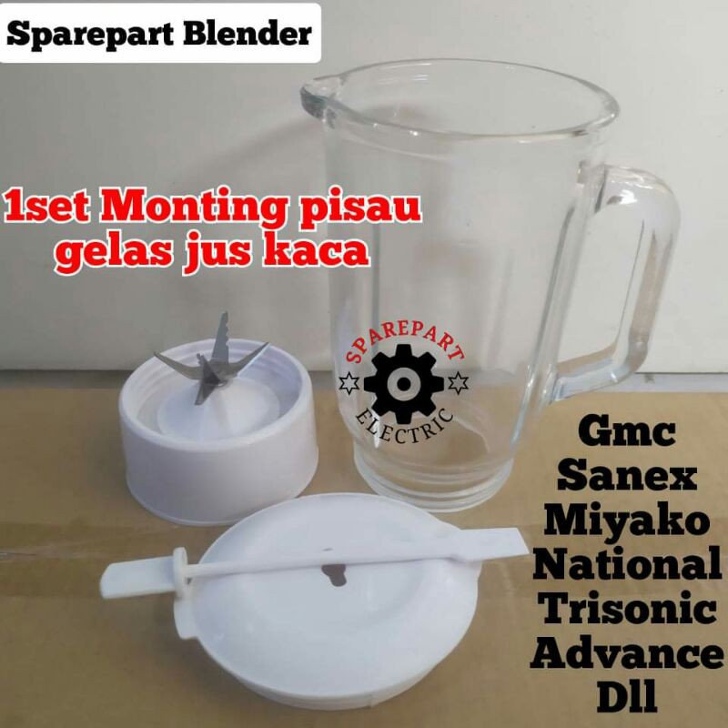 FULLSET MONTING PISAU + GELAS JUS KACA BELING BLENDER MIYAKO NATIONAL