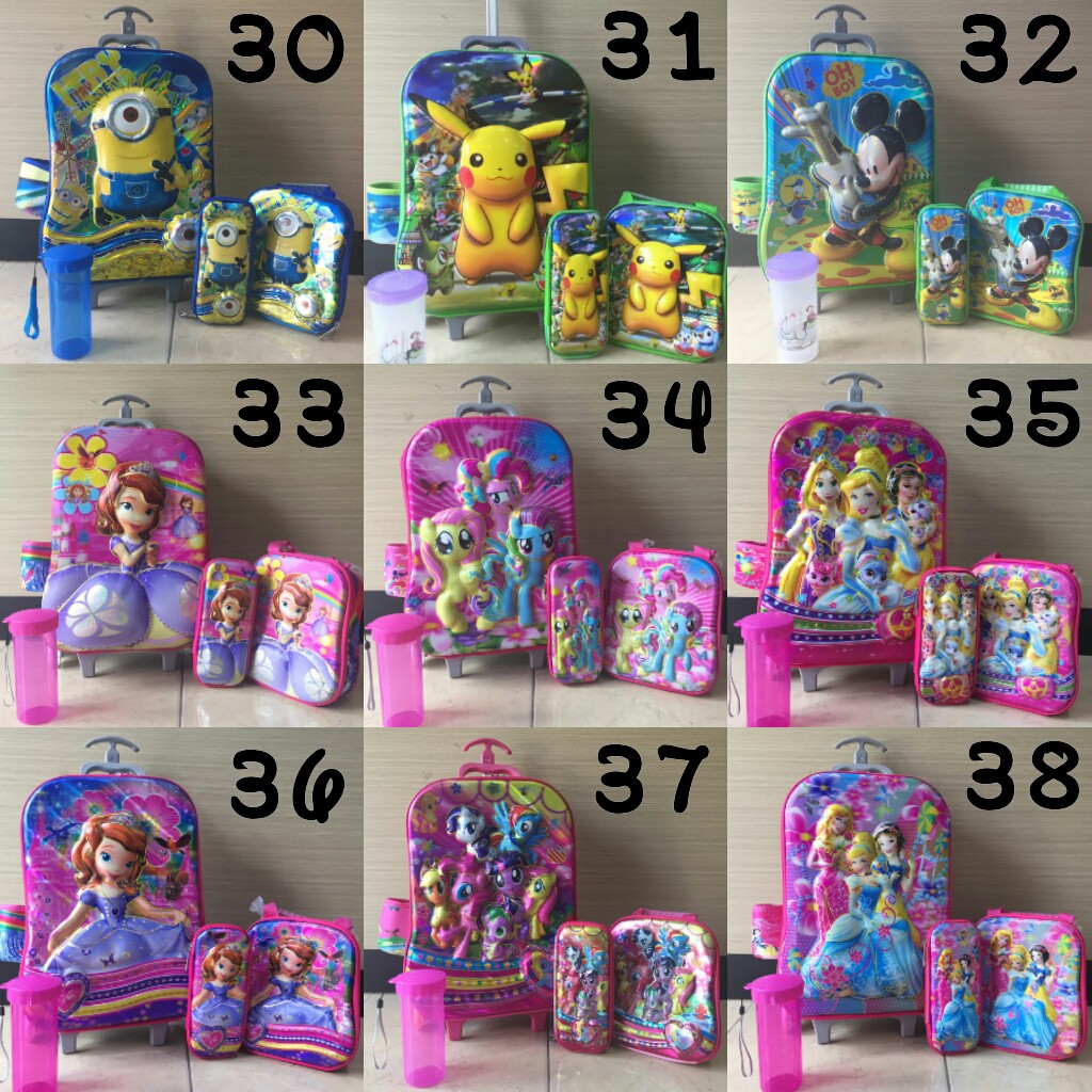 tas troli anak 6d 4 in 1 tas sekolah DISNEY NEW ARRIVEL