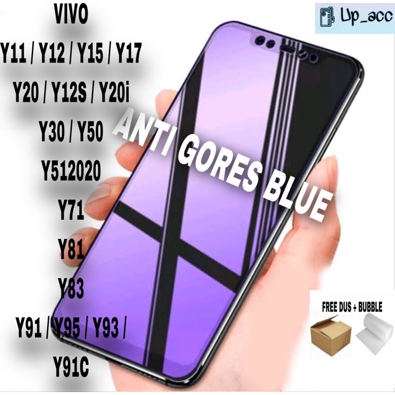 VIVO Y16 Y35 Y22 Y15S Y21 Y21T Y33S Y33T Y01 Y02 Y02S Y11 Y12 Y12i Y15 Y17 Y19 Y20 Y20i Y30 Y30i Y30 Y12S Y512020 Y53S 4G Y71 Y81 Y83 Y91 Y93 Y95 Y91C Tempered Glass Full Blue Anti Radiasi Blue Light Full Cover 10D