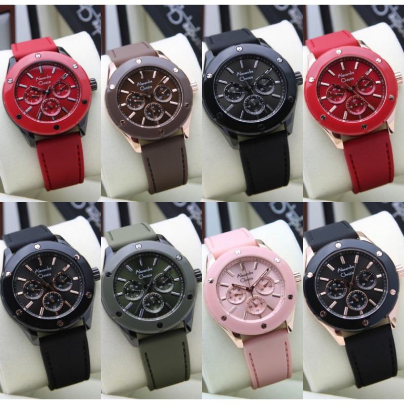 JAM TANGAN WANITA ALEXANDRE CRISTI AC2989/ac2989 RUBBER ORIGINAL