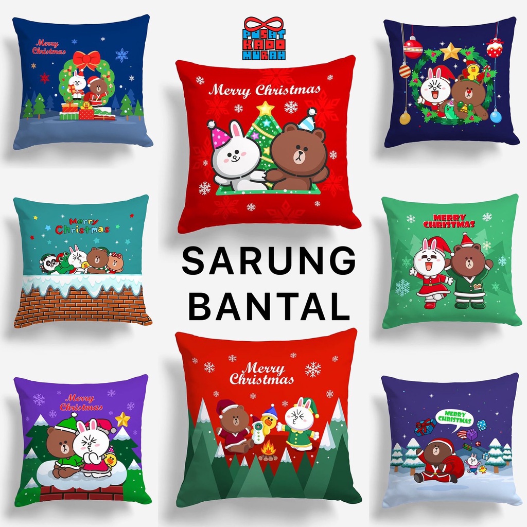 COVER SARUNG Bantal Sofa Print Motif Edisi Natal / Christmas Edition / Happy Holiday / Santa Clause / Christmas Tree 40x40 cm -  Pusat Kado Murah