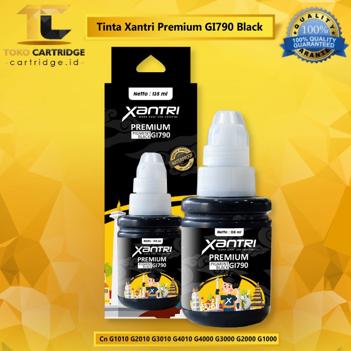 Tinta refill XANTRI  Ink for Printer Canon pengganti GI790 GI 790 GI-790 Black Cyan Magenta Yellow