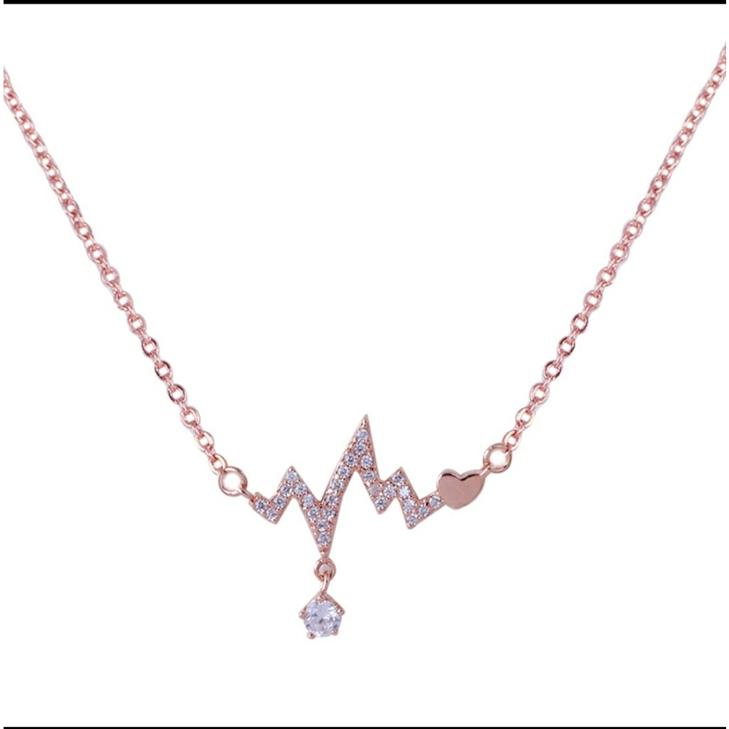 [ Bayar Ditempat ] Kalung Wanita Titanium Rose Gold Anti Karat  Zircon / Accesories Wanita Kalung Korean Style / Kalung Aesthetic / COD