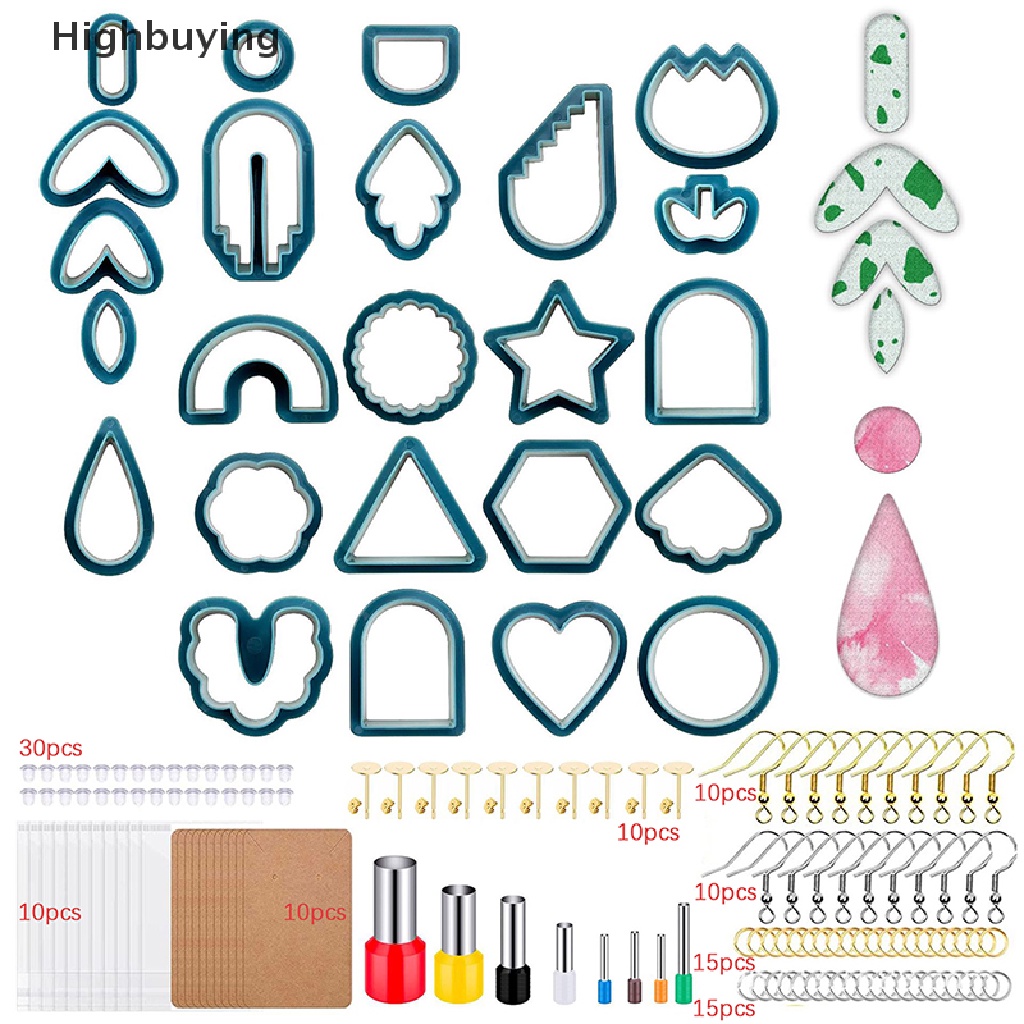 Hbid 142Pcs / Set Cetakan / Pemotong Clay Polymer 24 Bentuk Bahan Stainless Steel Untuk Membuat Perhiasan DIY Glory