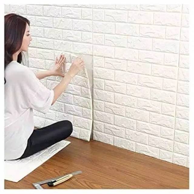 MMTOYS MB290 Wallpaper Dinding Kamar Stiker Dekorasi Dapur Batu Bata Kayu Sticker Wallpaper 3D Foam-5