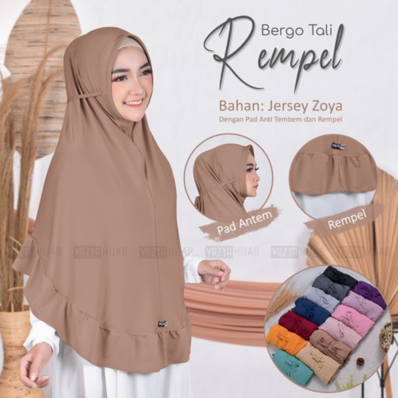 Bergo Tali Rempel Pad Antem Bahan Jersey Zoya