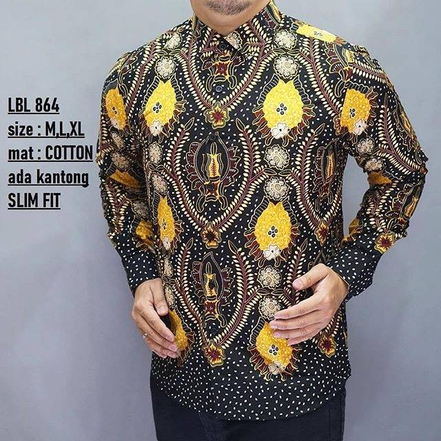 LBL 864 HEM KEMEJA BATIK PRIA SLIM FIT LENGAN PANJANG LUIGI BATANI