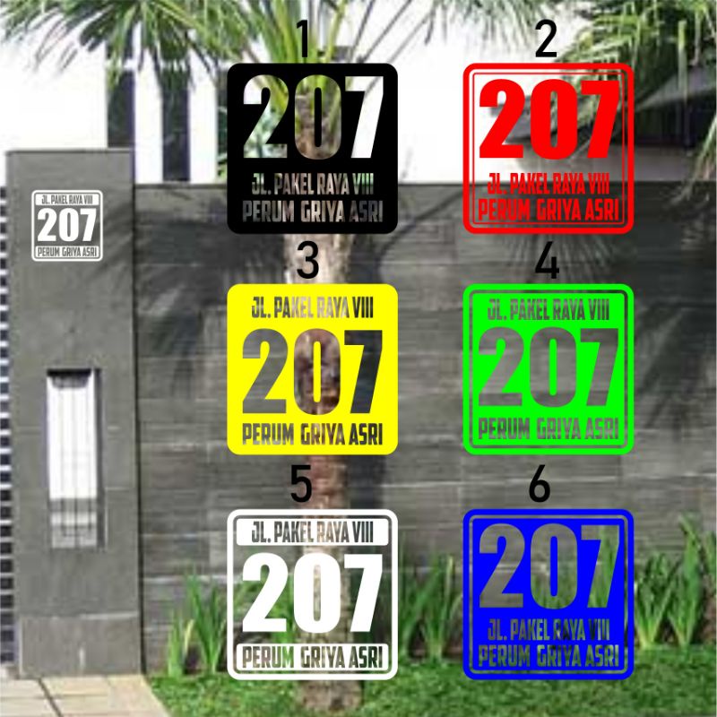 

Stiker Nomor Rumah Nama Jalan Alamat Cutting Ukuran 20x20