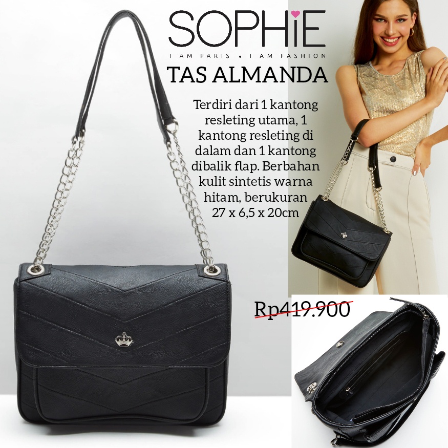 TAS ALMANDA SOPHIE MARTIN PARIS PROMO TAS HITAM WANITA BAG