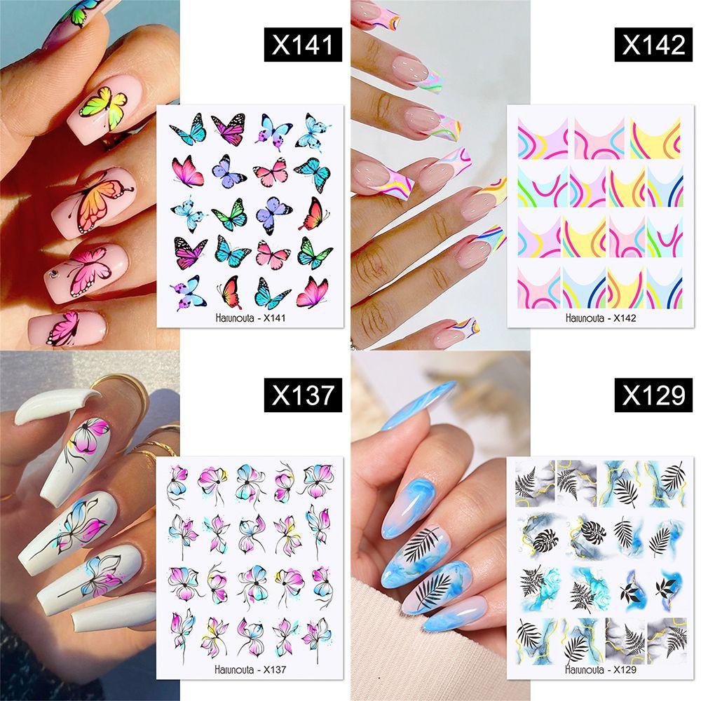 Solighter Stiker Kuku Manicure Leaves Flowers Transfer Stickers