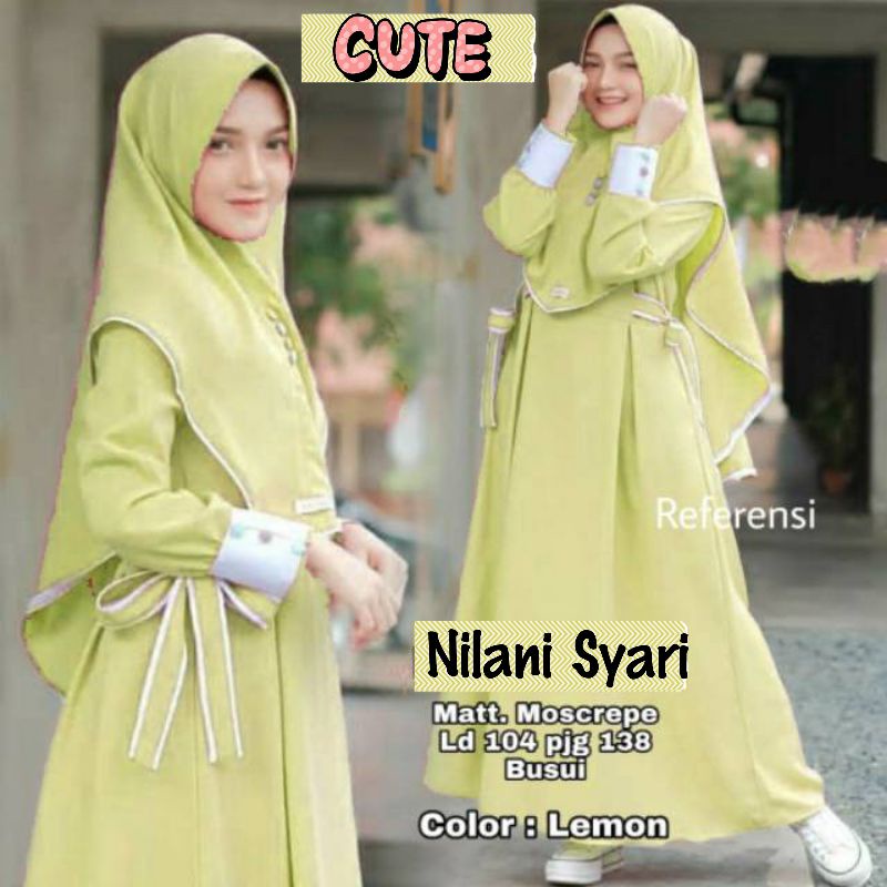 Baju Gamis Dress Syari Busui Muslim Wanita Kondangan Seragaman Nikahan Free Plus Hijab Khimar Hijab 