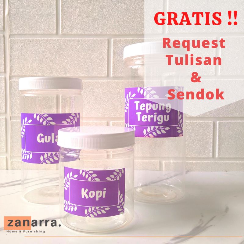 Toples Tepung  Tempat Susu Tempat Bumbu Dapur Toples  Warna Ungu  Zanarra Home Decor