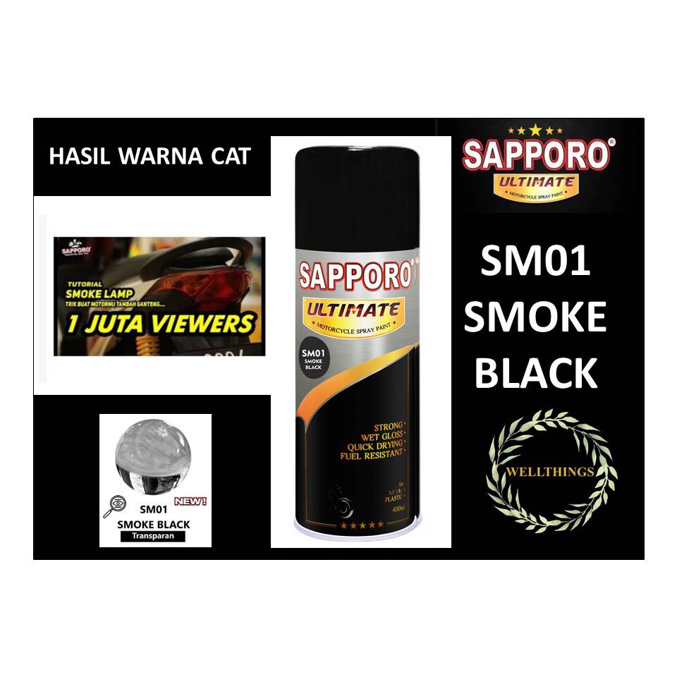 Cat Semprot Pilox Sapporo Ultimate SM01 Smoke Black 400cc Transparan Hitam lampu Pylox Candy Itam