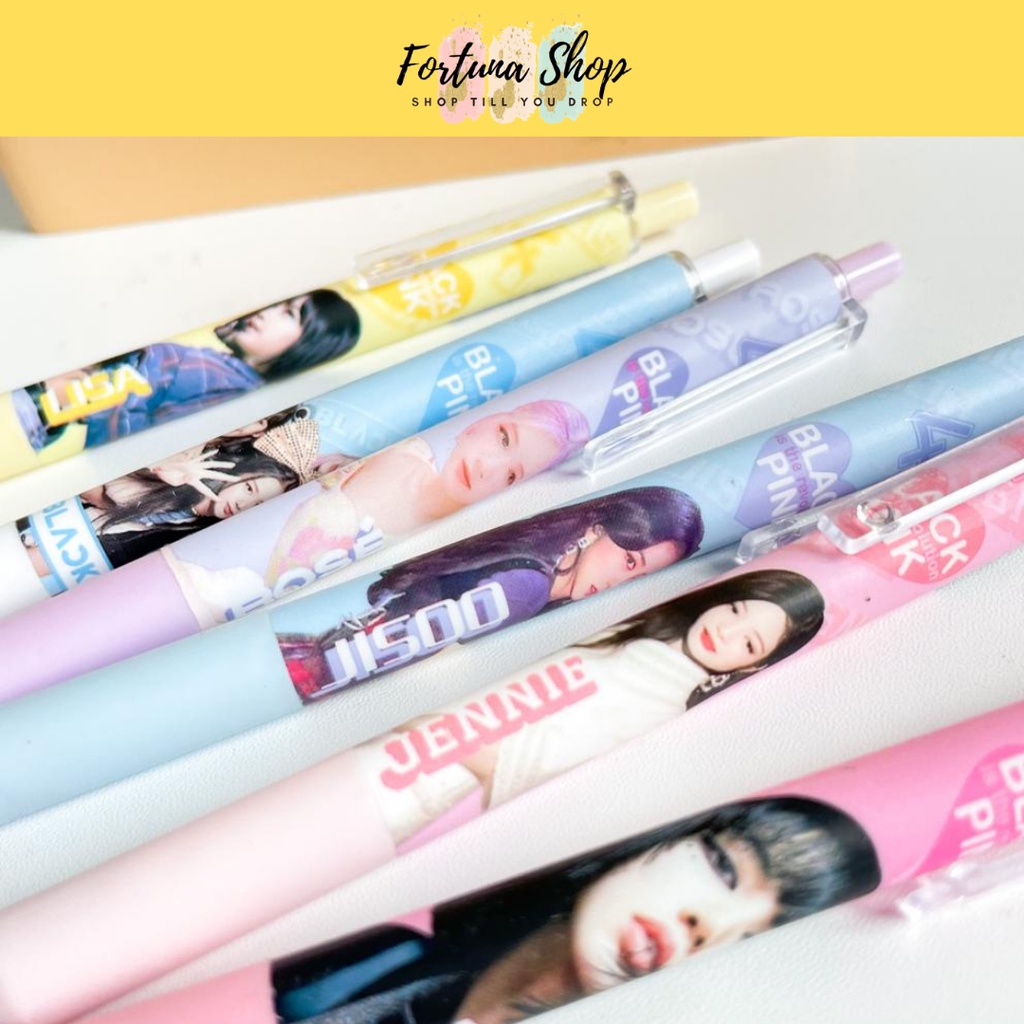 

Pulpen Cetek Blackpink Warna Pastel Tinta Hitam Ballpoint Cetek Personil Blackpink Korea Alat Tulis Kantor