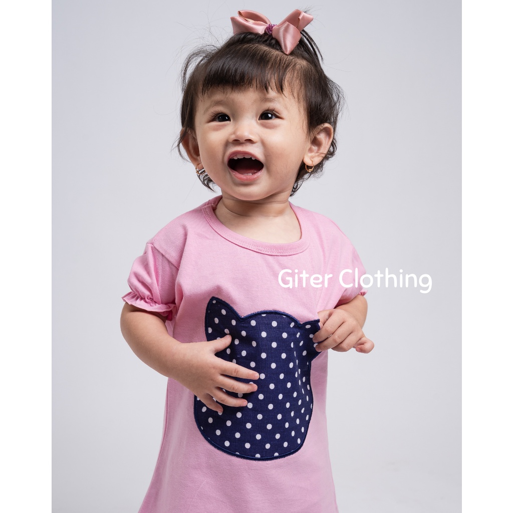 Setelan Anak Perempuan Gambar Beruang Set Kids Bahan Katun combed - Baju Anak Perempuan