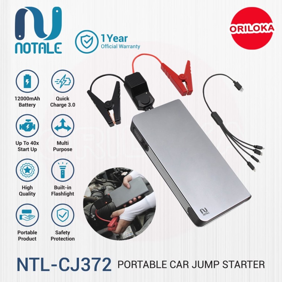 Notale Car Jumper Starter Powerbank 12000mAh NTL-CJ372 - Garansi Resmi