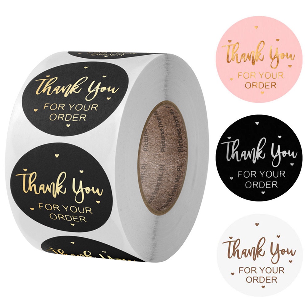 

Sticker thank you / sticker packing / sticker label 1 roll (500pcs) 2,5cm GOLD STAMP