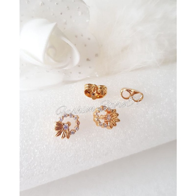 Anting Tusuk Simple Perhiasan Lapis Emas Impor Fashion Yaxiya