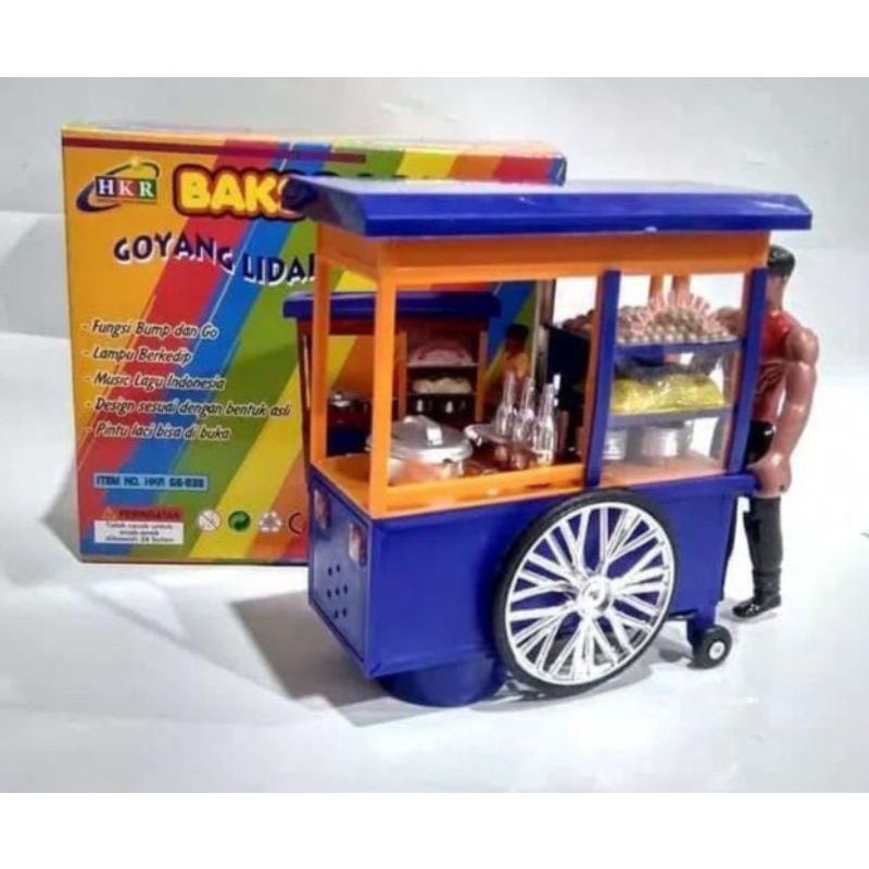 Mainan Gerobak Bakso Dorong - Bakso Loncat Goyang