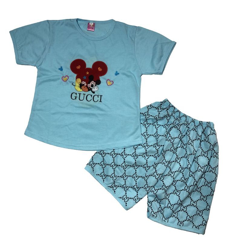 setelan pendek/kaos/baju gucci anak