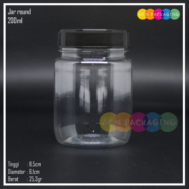 toples bulat jar plastik pet selai bulat 200 ml kemasan selai sambal puding cokelat cookies biskuit 
