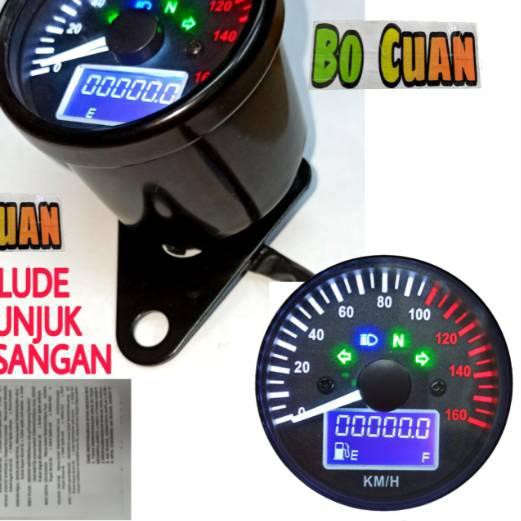 ➮ spidometer jarum dan bensin digital bulat hitam universal speedometer spido ✯