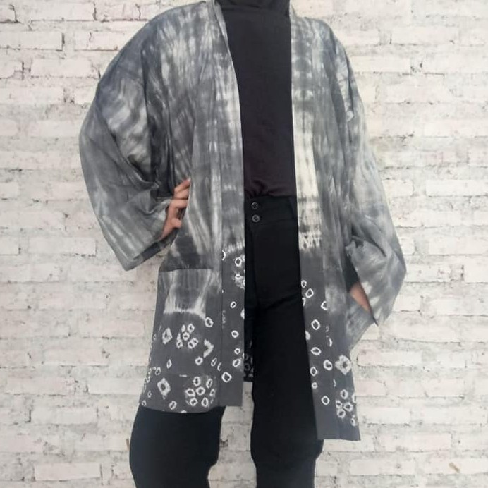 OUTER BIG SIZE PREMIUM KATUN ABU-ABU BATIK JUMPUTAN JUMBO