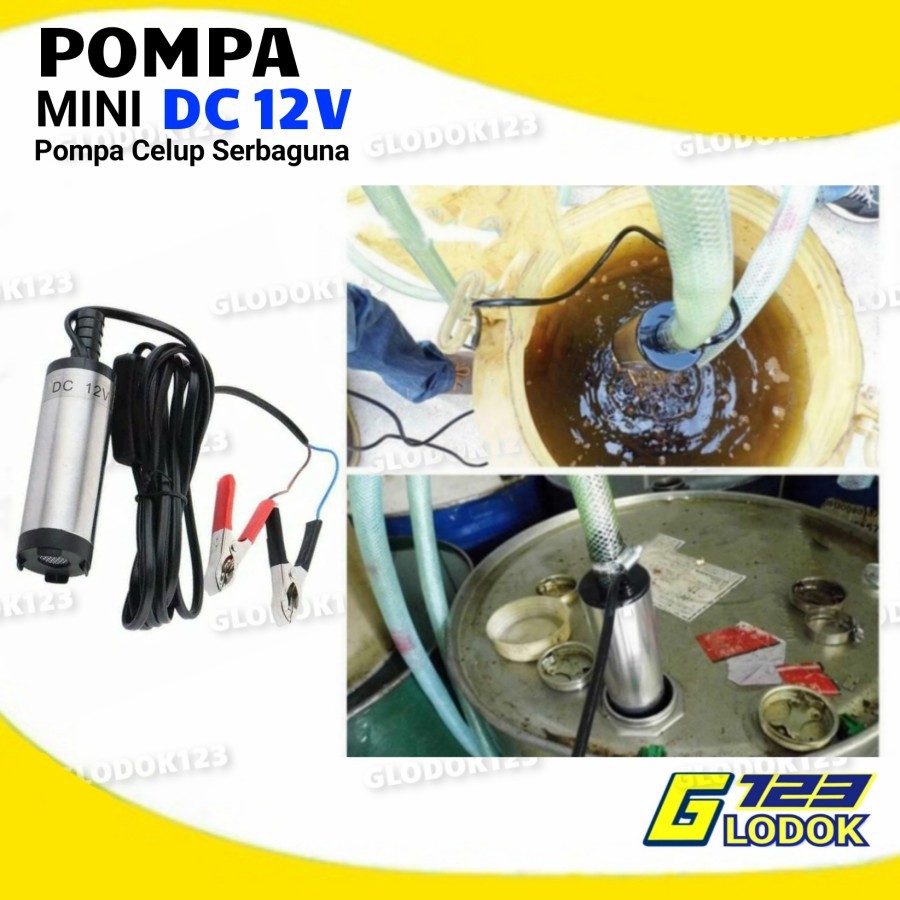 Pompa Air Celup Mini DC 12V Portable Diesel Pump Mini Oli Minyak Air