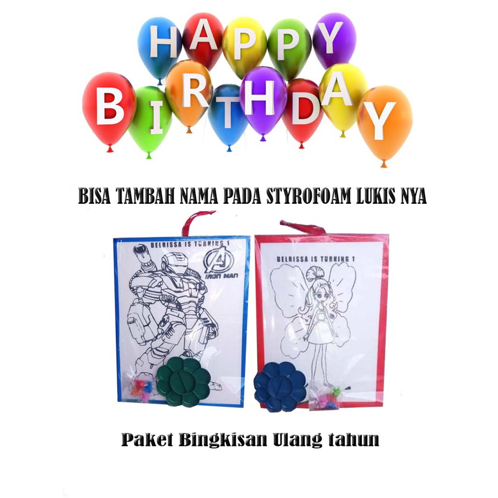 

Paket 10 Bingkisan Ulang tahun Mainan Edukasi mewarnai styrofoam lukis