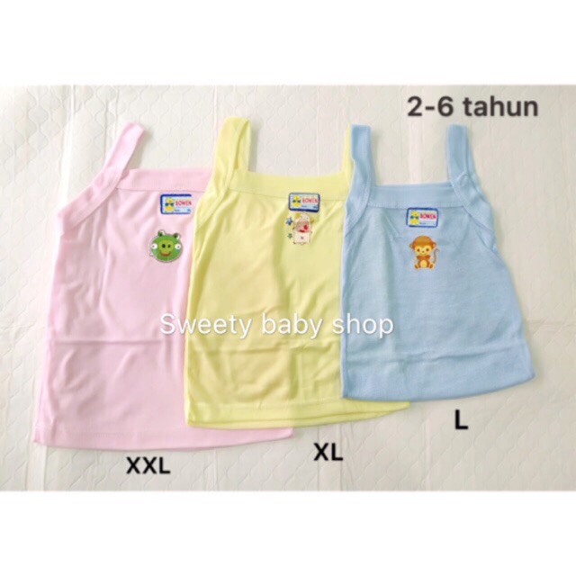 Singlet anak cewek sablon 6bulan-6th isi 6pcs murah / singlet anak perempuan katun