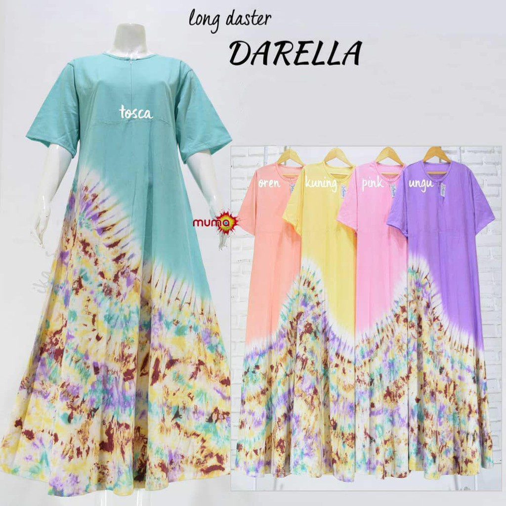 LONG DASTER KAOS  DARELA TIEDYE PENDEK  PELANGI  Shopee 