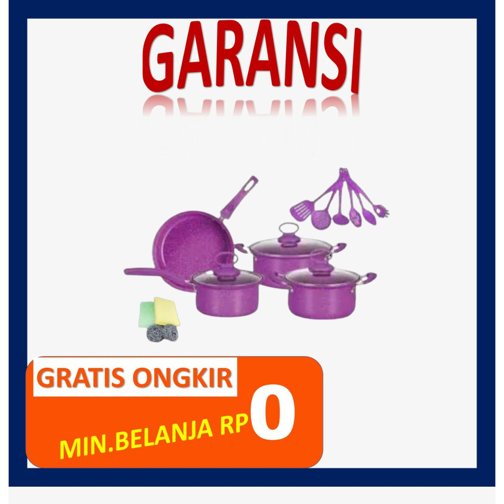 PANCI MASAK SET 17 PCS MARBLE / PANCI SET GSE ANTI LENGKET