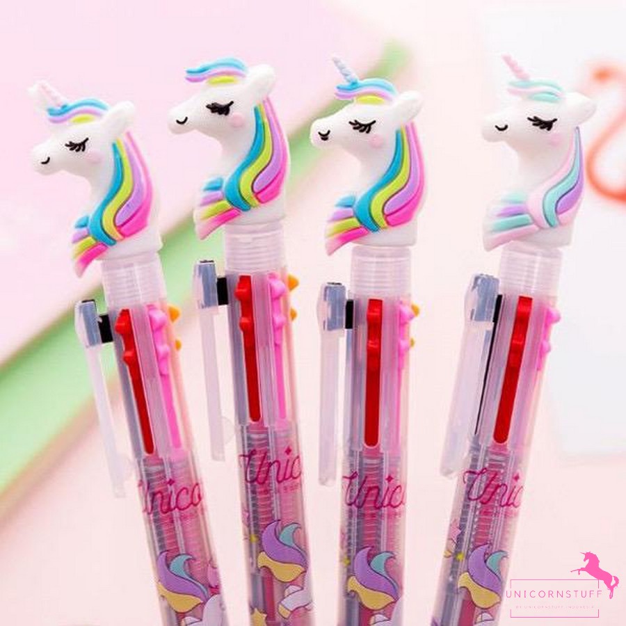 Bolpoin Unicorn 6 Warna Tinta Anak Sekolah Pulpen Alat Tulis Cewek