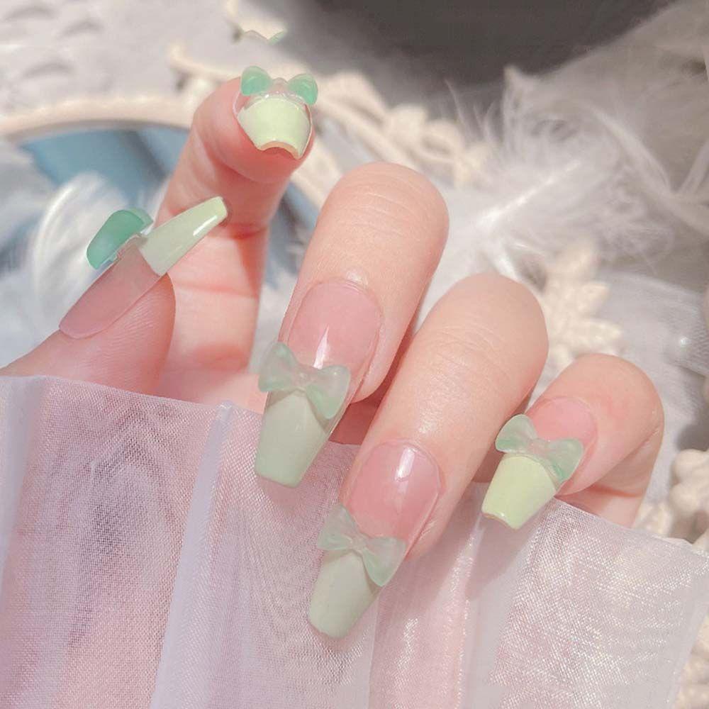 AUGUSTINA Agustinina Luminous Nail Drills Cute Fashion Manicure Ikatan Simpul Beruang Glow in the Dark Dekorasi Kuku Kristal Campuran