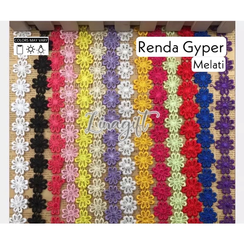 ( Meter ) RENDA MELATI / RAJUT BUNGA / BAHAN BROS 2CM / RENDA BORDIR CHOKER / CHOKER FLOWER