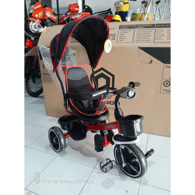 Sepeda Anak Roda TIGA / Tricycle Pacific 105 Jok bisa hadap belakang, musik, dorong