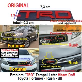 emblem original tulisan logo trd untuk grill depan toyota all new fortuner rush dll