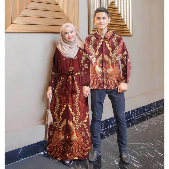 [AR] Batik / Muslim Wanita Couple Pria Pesta Kondangan kekinian Kapelan Nikahan Cowok cewek Baju Pesta 2022 Baju Couple Kekinian Baju Cople Ramadhan