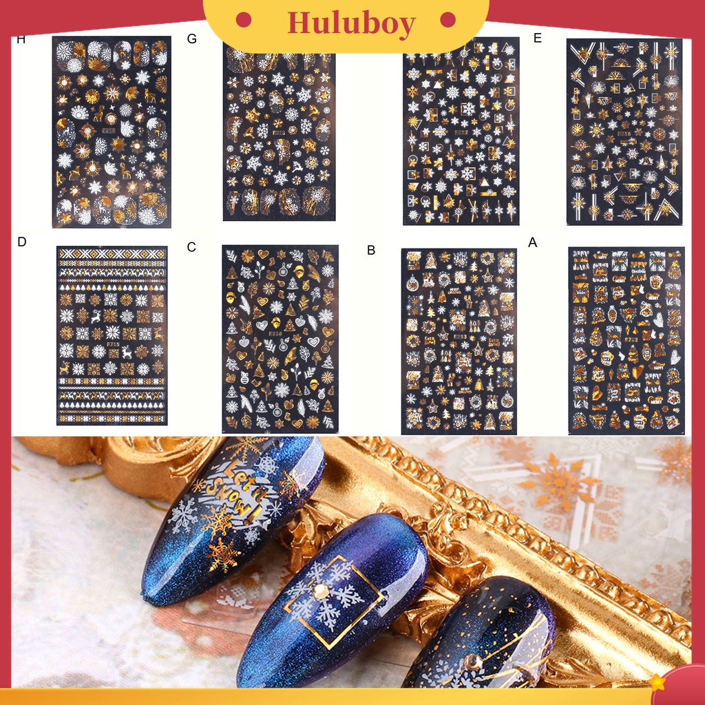 Huluboy Huluboy♡ Stiker Kuku Motif Snowflake Natal Untuk Dekorasi Nail Art