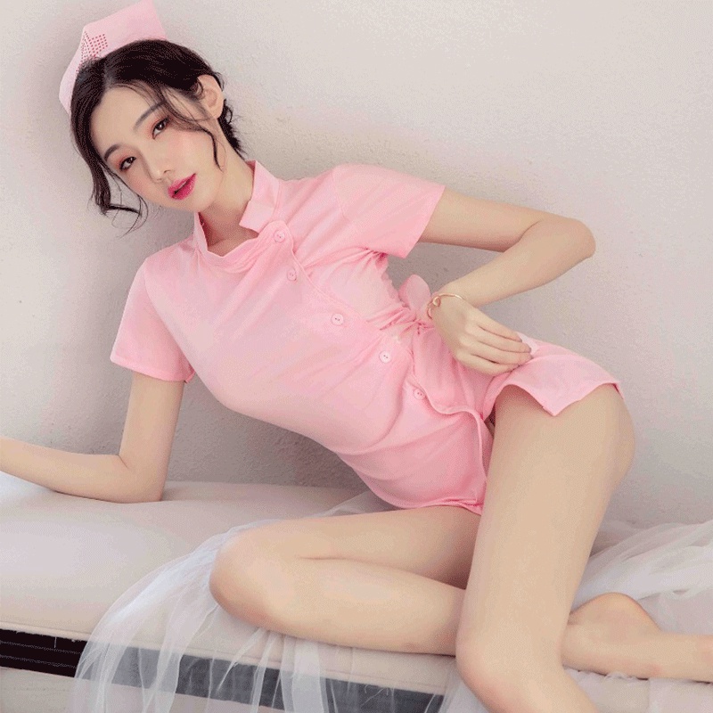 ORANGE ADULT Lingerie Seksi Pink Cosplay Nurse Baju Tidur Dewasa Lingerie Sexy Perawat 1129