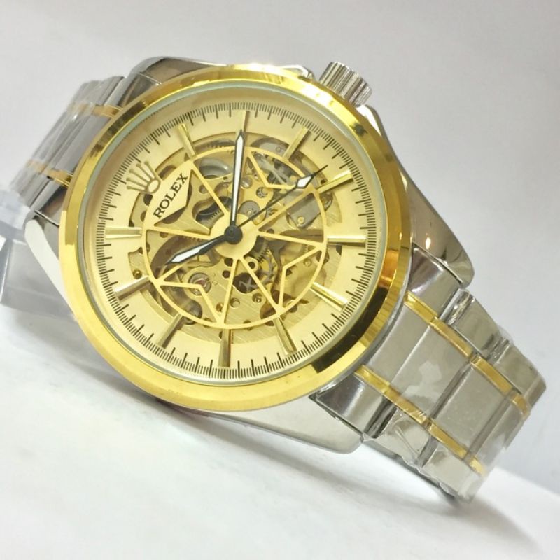 Jam Tangan Pria Otomatis Skeleton Rolex Big Chain Star