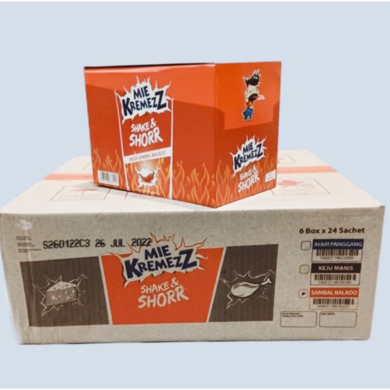 

Mie kremez shor 1 dus isi 6 box mix 3 rasa, ayam panggang, balado, keju