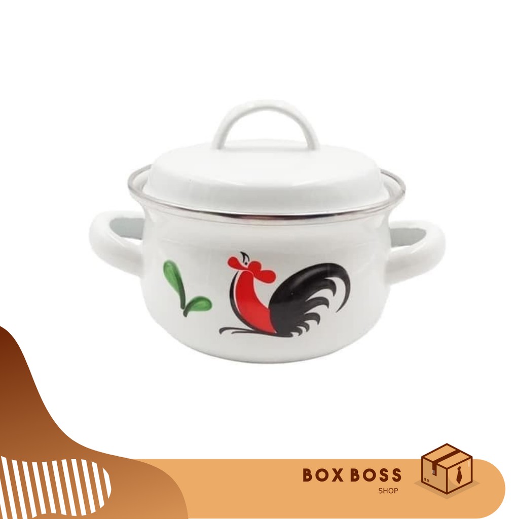 Panci Enamel Sauce Pot 12, 14 Cm Ayam Jago Kukuruyuk