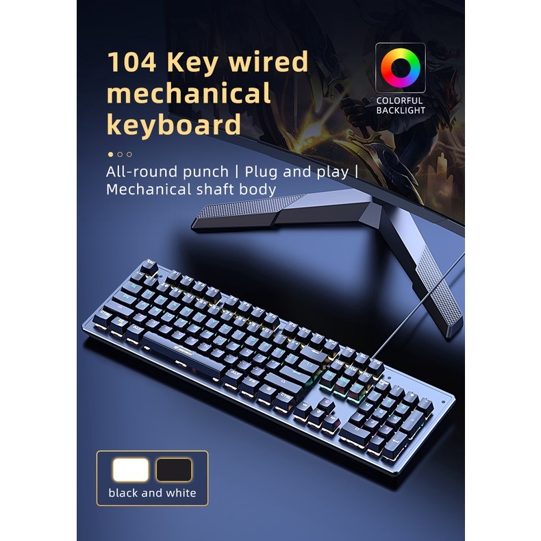 Keyboard Gaming Mechanical Jertech SPRINT JK520 Blue Switch RGB Keyboard 104 Keys