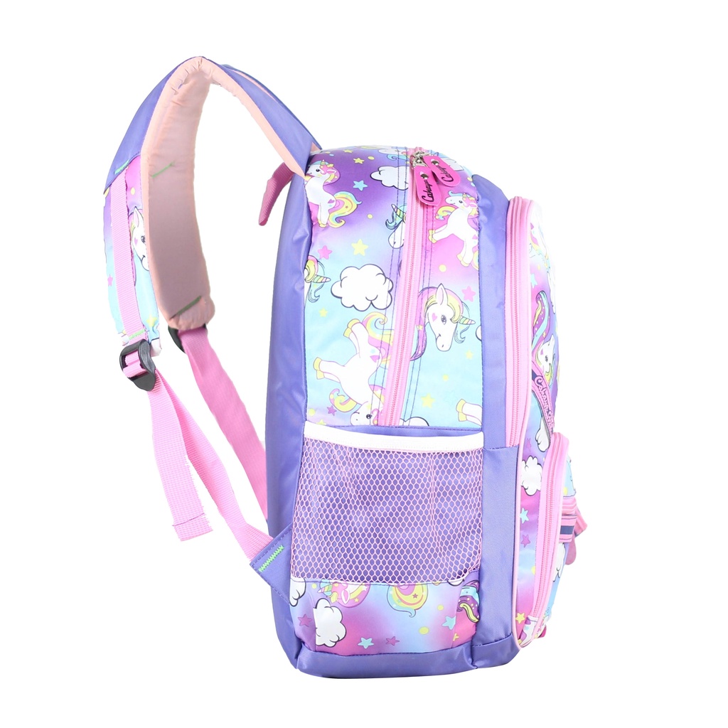 Tas Perempuan Ransel Anak Lucu Karakter Unicorn Ungu Strip Gendong Perempuan Cantik Sekolah Sd